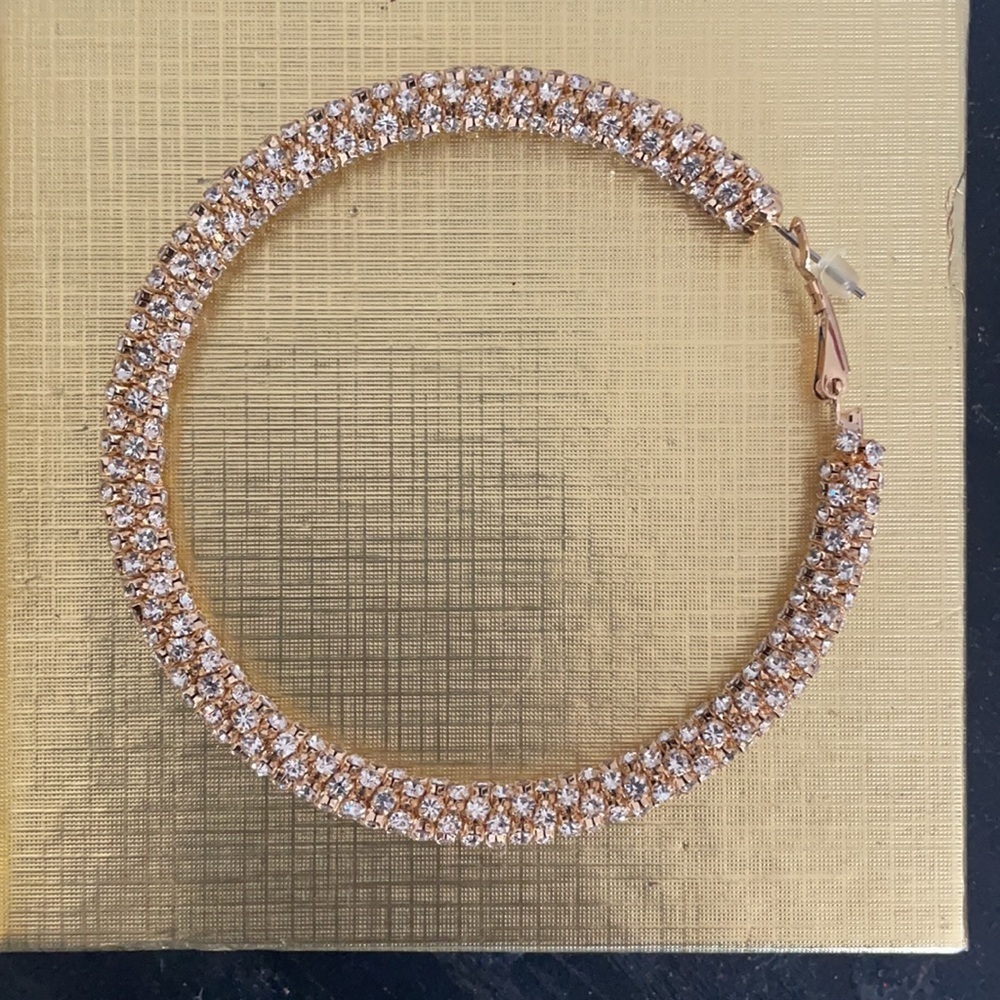 70MM Rhinestone Wrap Around Iconic Hoops - Picture 5 of 8